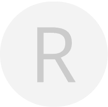 Gray letter "R" on white circle background.